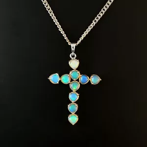 Ópalo etíope. Colgante de ópalo de fuego. Ópalo de piedras preciosas. Ópalo Welo. Fabricación de joyas - Imagen 1 de 4