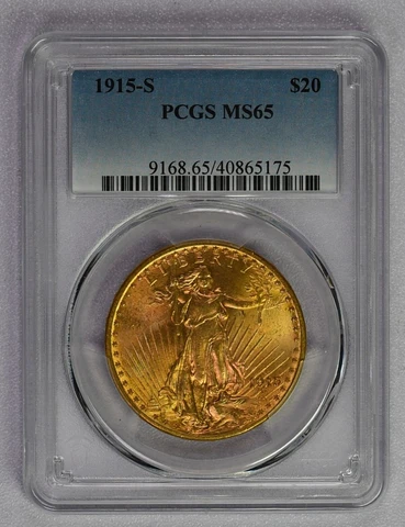 1915 S US Gold $20 Saint Gaudens Double Eagle - PCG graded MS65 Free Shipping!!! Cover