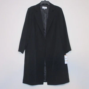 Le Suit Women's Black Long Open Front Suit Jacket Lined 16W B10 - Picture 1 of 24