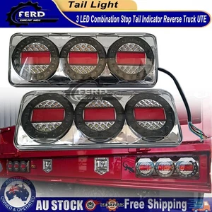 2Pcs 3 LED Combination Tail Light Stop Tail INDICATOR REVERSE Truck Ute - Picture 1 of 9