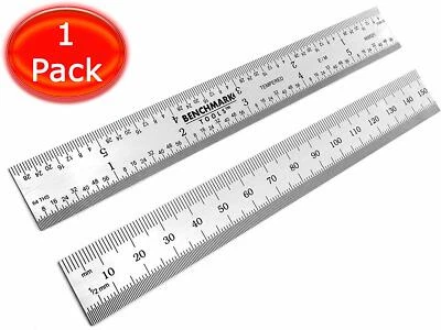 Benchmark Tools 150mm/6" Machinist Ruler English Metric Grad Satin Stainless