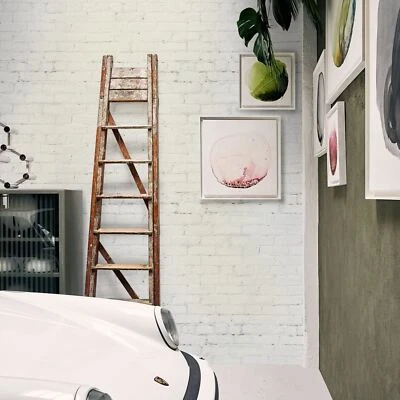 Eco-Friendly White Brick Wallpaper Sheets Made in Italy - Image 1 of 4