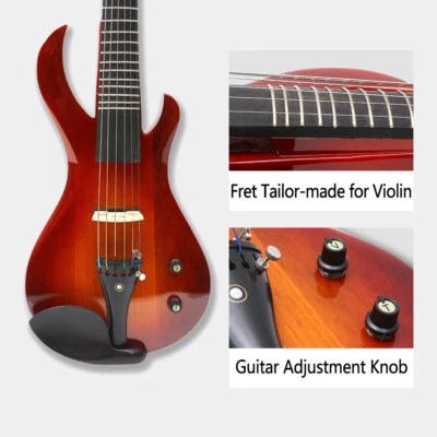 Solid Wood 4/4 Electric Violin New Guitar Style Violin with Frets for Beginners - Image 1 of 4