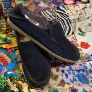 Olukai Nohea Perf Women's Size 9.5 Navy Leather Slip On Shoes - Picture 1 of 12