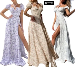 Vestito Boho Lungo Estate Spacco Mare Casual Donna Woman Maxi Dress 110535 - Imagen 1 de 15