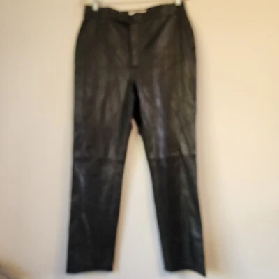 Pantalones de moto vintage Margareth Godfrey 100 % cuero talla 14, negros, góticos, punk, Y2K Foto 1 de 4