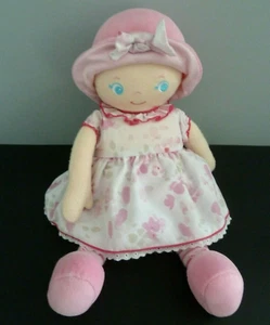 *. DOUDOU PELUCHE COROLLE POUPEE CHIFFON ROBE BLANC ROSE FLEUR CHAPEAU TTBE - Imagen 1 de 9