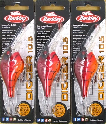 (3) Berkley 11/16 OZ Excavadora 2 1/2" 10.5 Sonajero Crankbaits Especial Red Craw Nuevo Foto 1 de 3
