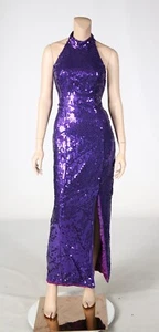 Michele Vincent Inc. Vintage 80s Purple Sequin Sexy Party Prom Dress size 13/14 - Picture 1 of 3