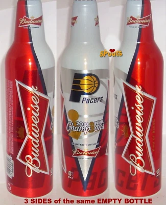 2013 INDIANA PACERS GARRAFA DE CERVEJA DE ALUMÍNIO LATA BASQUETE NBA CHAMPIONS BUDWEISER - Imagem 1 de 4