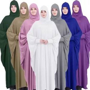 Muslim Women Prayer Caftan Khimar Burqa Dress Islamic Abaya Kaftan Robe Ramadan - Picture 1 of 54