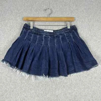 Zara Skirt Women's Medium Dark Denim Low Rise Micro Mini Pleated Y2K 90s Preppy - Image 1 of 4