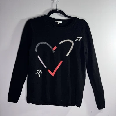 Lisa Todd Etched Heart Wool Cashmere Sweater Black Women’s Medium - Image 1 of 4