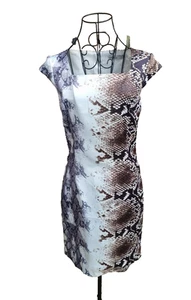 Karen Millen Pencil Dress Womens UK 10 Snake Print Colour Block Wiggle Silky - Picture 1 of 6