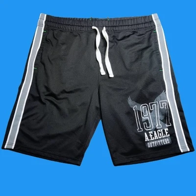 American Eagle Outfitters 1977 Black Athletic Shorts XL Drawstring Polyester - Image 1 of 4