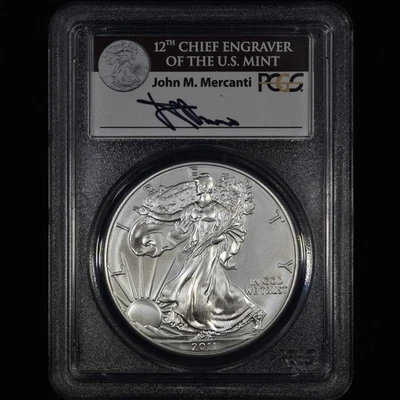 2011-S $1 SILVER AMERICAN EAGLE ✪ PCGS MS-69 ✪ JOHN MERCANTI SIGNED FIRST STRIKE - Image 1 of 2