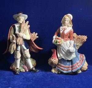 Fitz & Floyd 11" Harvest Heritage Acción de Gracias Peregrino Set Candelabros Grandes - Imagen 1 de 20