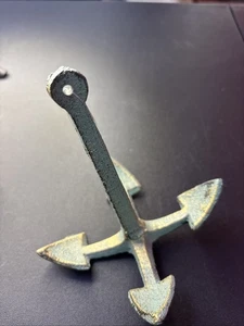Ship Anchor Sculpture Shelf Sitter Paperweight Verdigris Patina Cast Iron 5 in - Picture 1 of 7