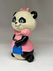 Vintage 1980s Hallmark SHIRT TALES Bouncing PAMMY Panda Piggy Bank - Picture 1 of 5