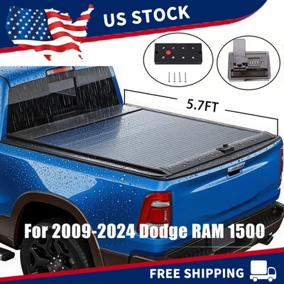 5.7Ft Rear Truck Bed Tonneau Cover Retractable For 2009-2024 Dodge RAM 1500 - Image 1 of 4