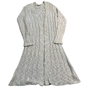 Free People Long Knit Duster Cardigan Ivory Tan Women's Small Reverse Seams - Picture 1 of 5