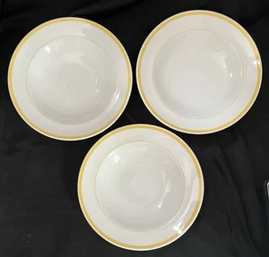 Lot THREE 9" Soup Bowls - BRASSERIE YELLOW (Band and Verge) Williams-Sonoma - Picture 1 of 7