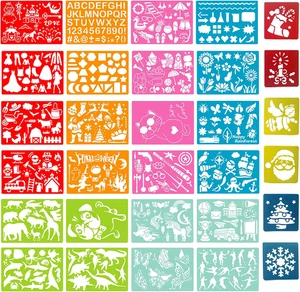 Schablonen für Kinder, 30 Stück Kunststoff Zeichenschablonen Set mit 400+ Bildern, verschiedene - Bild 1 von 12