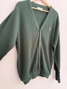 Cárdigan Suéter Tejido IZOD De Colección En Verde Hecho en EE. UU. Logo Bordado Para Hombres Talla L - Imagen 1 de 12
