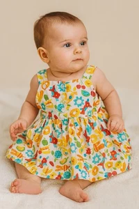 Carino vestito vintage in cotone bambino 1-2 mesi con tasche - Foto 1 di 5