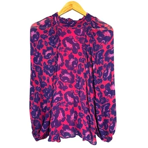 Maeve Anthropolgie Shirt Damen XS rosa Blumen Stehkragen halbtransparent elegant Party - Bild 1 von 12