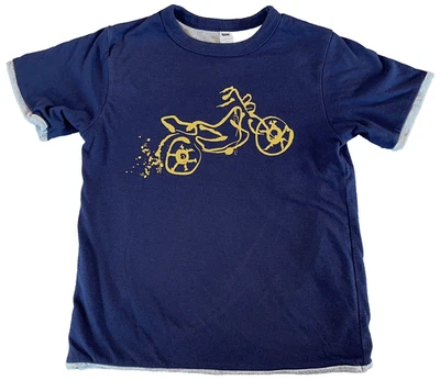 GAP BOYS Reversible Motorcycle Chopper Dirt Bike Logo Graphic Double Tee 5 Yrs - Image 1 of 4