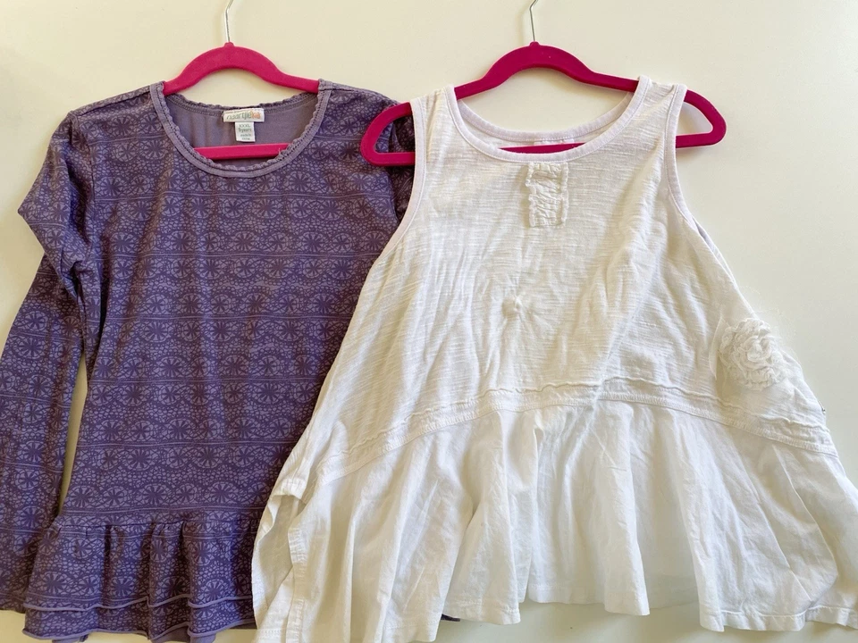 Túnica acampanada blanca de algodón Naartjie para niñas túnica púrpura con volantes usada en excelente estado talla XXXL 9 Foto 1 de 4