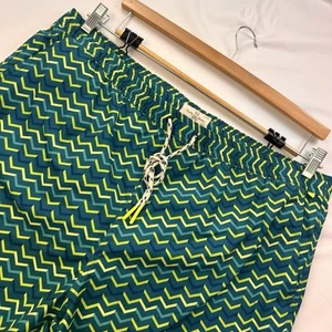 Psycho Bunny Men Green Yellow Zig Zag Polyester Swim Trunks 3XL NWoT - Picture 1 of 8