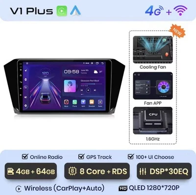 Autoradio Android Volkswagen Passat B8 2015-2020 Android 14 4G+64GB 8Core 4G - Immagine 1 di 4