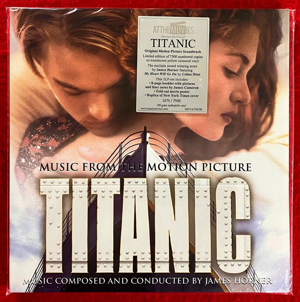 James Horner: Titanic Numbered Limited Edition Soundtrack 2x Yellow Vinyl + Book - Image 1 of 3