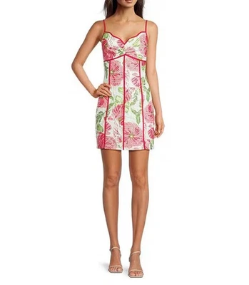 Mini Vestido Adelyn Rae XL Fei Bordado Estampado Floral Cuello en V Sin Mangas Vaina Foto 1 de 4