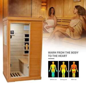 Infrared Sauna Room Personal Steam Sauna Heated Detox Therapy W/ Bluetooth Aud2c - Picture 1 of 16