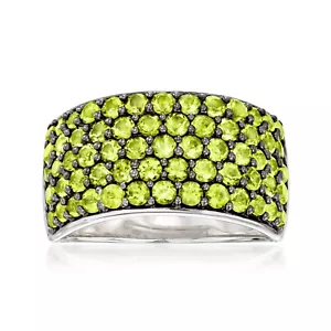 2.36CT Simulated round Cut Peridot Multi Row Wide Birthday Party Ring For Woman - Picture 1 of 7