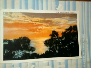 VINTAGE PHOTO POST CARD IN COLOR SUNSET ON THE PACIFIC CALIFORNIA - Picture 1 of 12