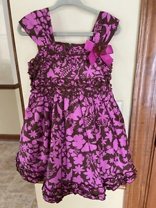 Girls Kids Bonnie Jean Brown With Pink Floral Print Cotton Sun Dress/Size 2/2T - Picture 1 of 6
