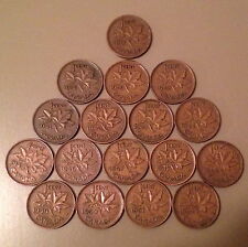 COMPLETE SET OF CANADA KING GEORGE VI PENNIES 1937 - 1952 - 17 DIFFERENT DATES