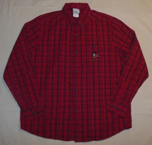 Vtg 90's Disney Store Mickey Mouse Casual Red Plaid Shirt Button Front Mens M - Picture 1 of 4