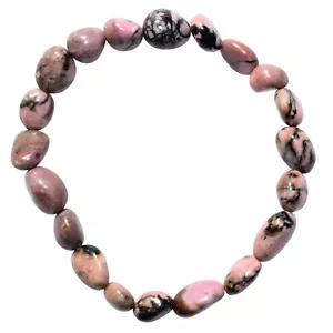 GELADEN 6,5" Rhodonit Kristall Armband Tumble poliert dehnbar heilende Energie - Bild 1 von 8