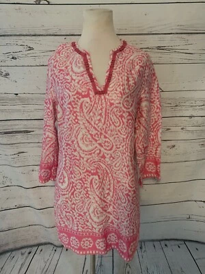 Top túnica rosa Brooks Brothers 346 talla M cuello en V manga 3/4 natación encubrimiento vestido top Foto 1 de 4