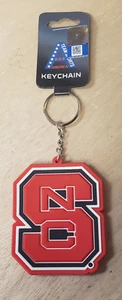 North Carolina State Rubber Keychain Red, Black, and White - With Metal Key Ring - Picture 1 of 6