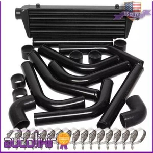 2.5" 64MM INTERCOOLER 27x7x2.5+ PIPING KIT +T CLAMP+SILICONE HOSE BLACK 8PCS - Picture 1 of 8