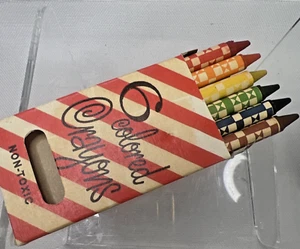 Cray-O-Tone United Crayon Co School & Art Use box 6 crayons red white stripe box - Picture 1 of 16