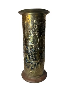 DE COLECCIÓN GRANDE ESCENA DE PUB PARAGUAS/SOPORTE DE CAÑA DE LATÓN ~ Soporte decorativo de metal dorado - Imagen 1 de 20