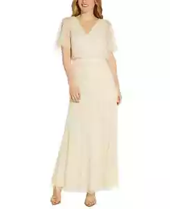 Adrianna Papell Damen Rückenausschnitt Perlen Kleid langes Kleid Gr. 4 neu mit Etikett - Bild 1 von 4