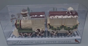 Grassland Road Holiday Christmas Train Magnetic Salt & Pepper Shakers Ceramic - Picture 1 of 9